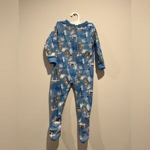 Mom Petit Blue Dinosaur Print Kids One Piece